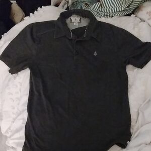 Charcoal Gray Classic volcom Polo Shirt w/ Short Sleeves & volcom Logo boys M